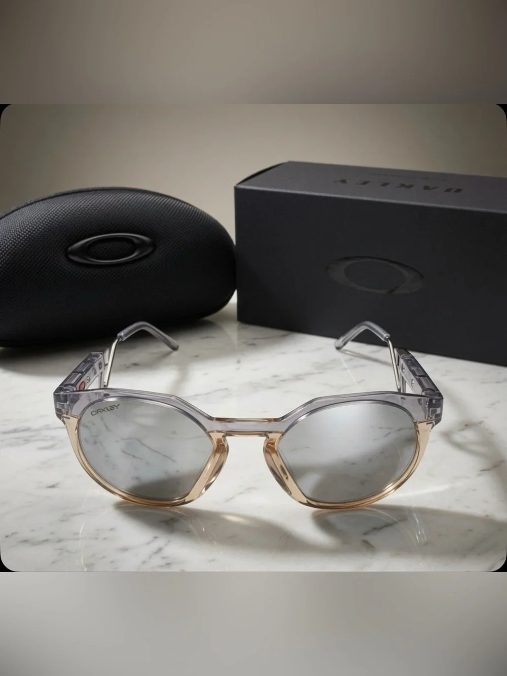 NEW AUTHENTIC Oakley Prizm Sunglasses Transparent Grey/Gold Frame Mirrored-HSTN